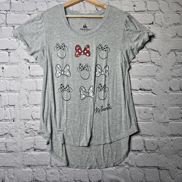 Disney Parks Original Minnie Mouse Gray Flutter Short Sleeve Tshirt Size Large - Picture 2 of 9